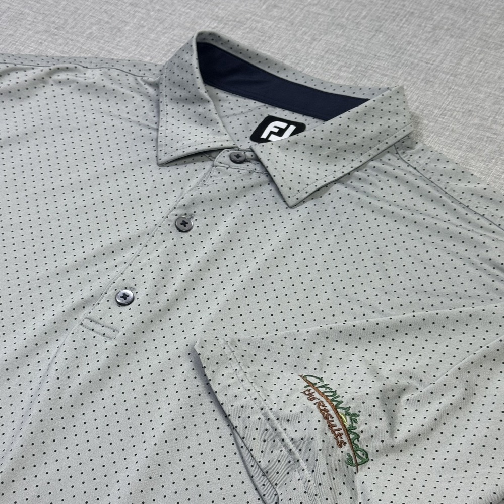 FootJoy Micro Dot Print Golf Polo Shirt Mens 2XL Gray 100% Polyester Performance